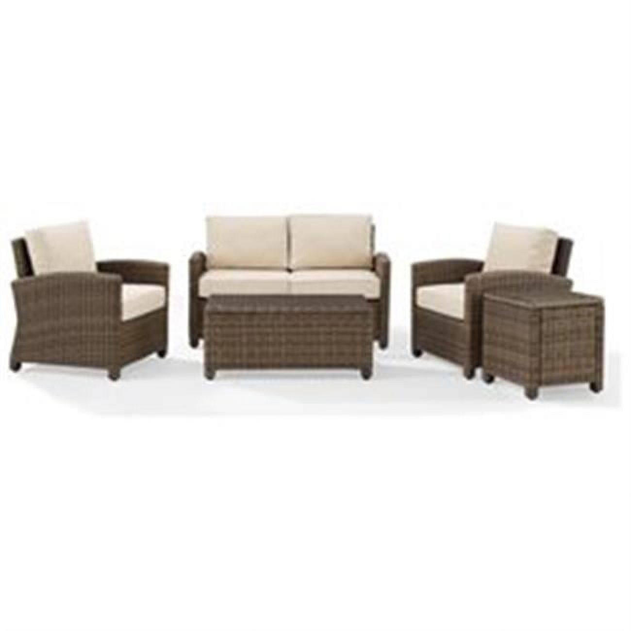 Bradenton 5-Piece Sand Wicker Outdoor Conversation Set