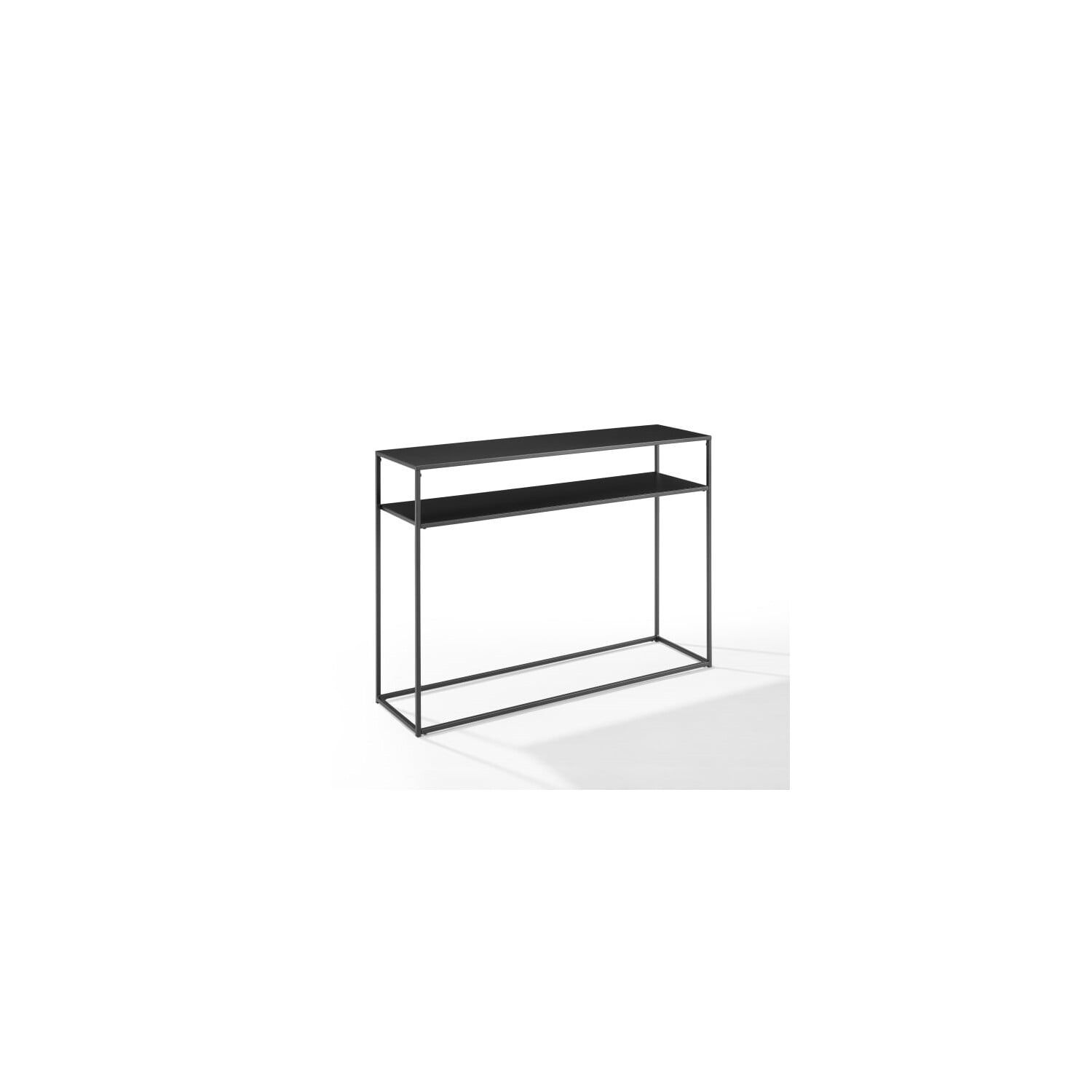 Streamlined Braxton Matte Black Steel Console Table with Storage