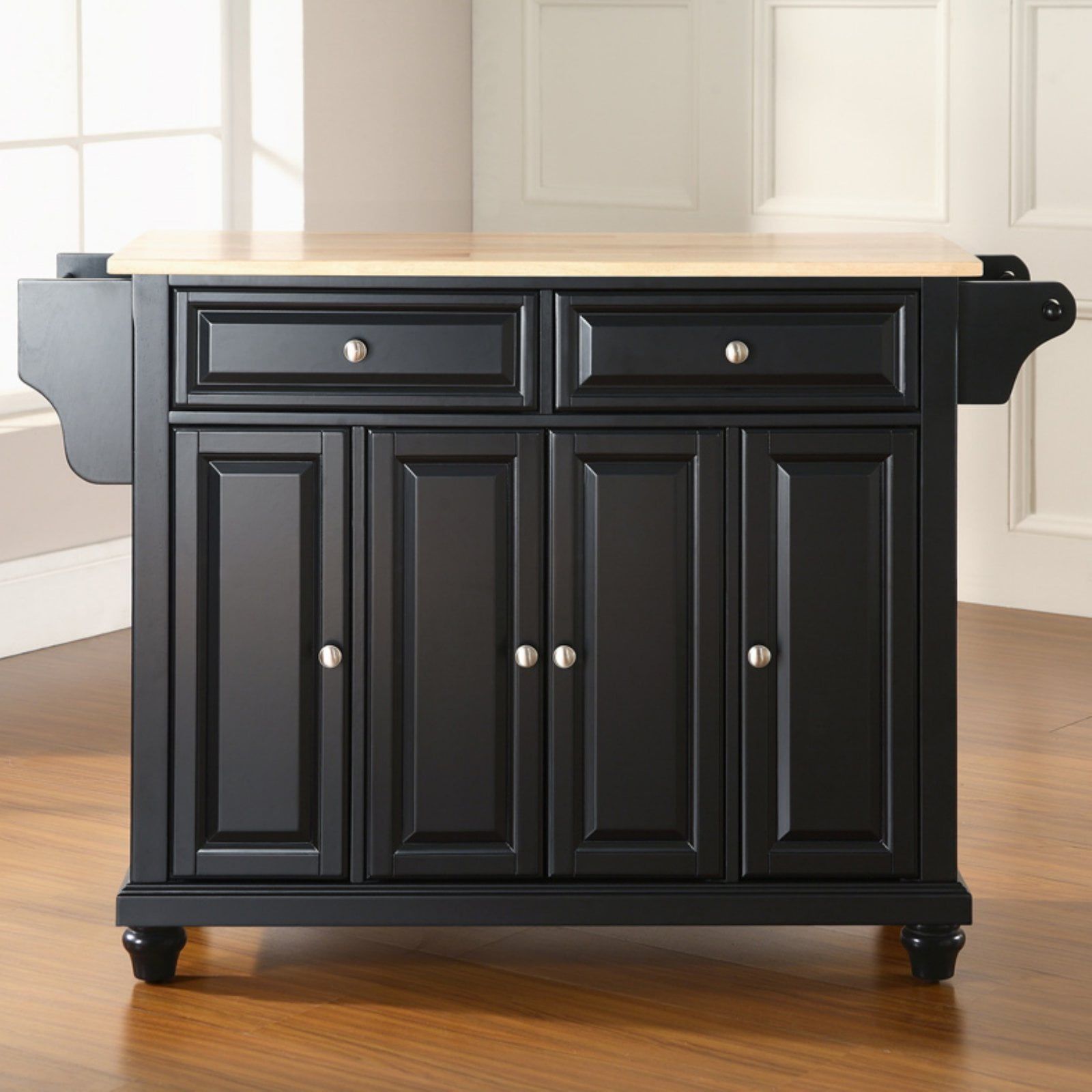 Cambridge Cherry Finish Kitchen Island with Natural Wood Top