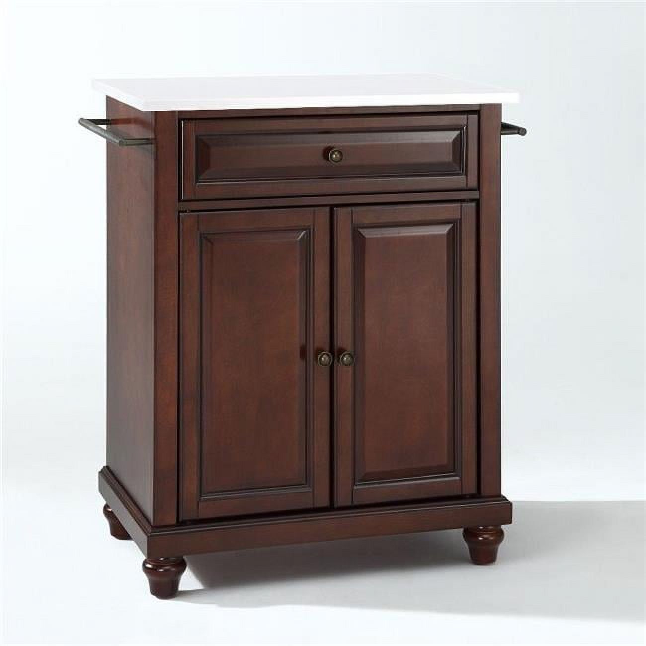 Mahogany Granite Top Portable Kitchen Island with Storage