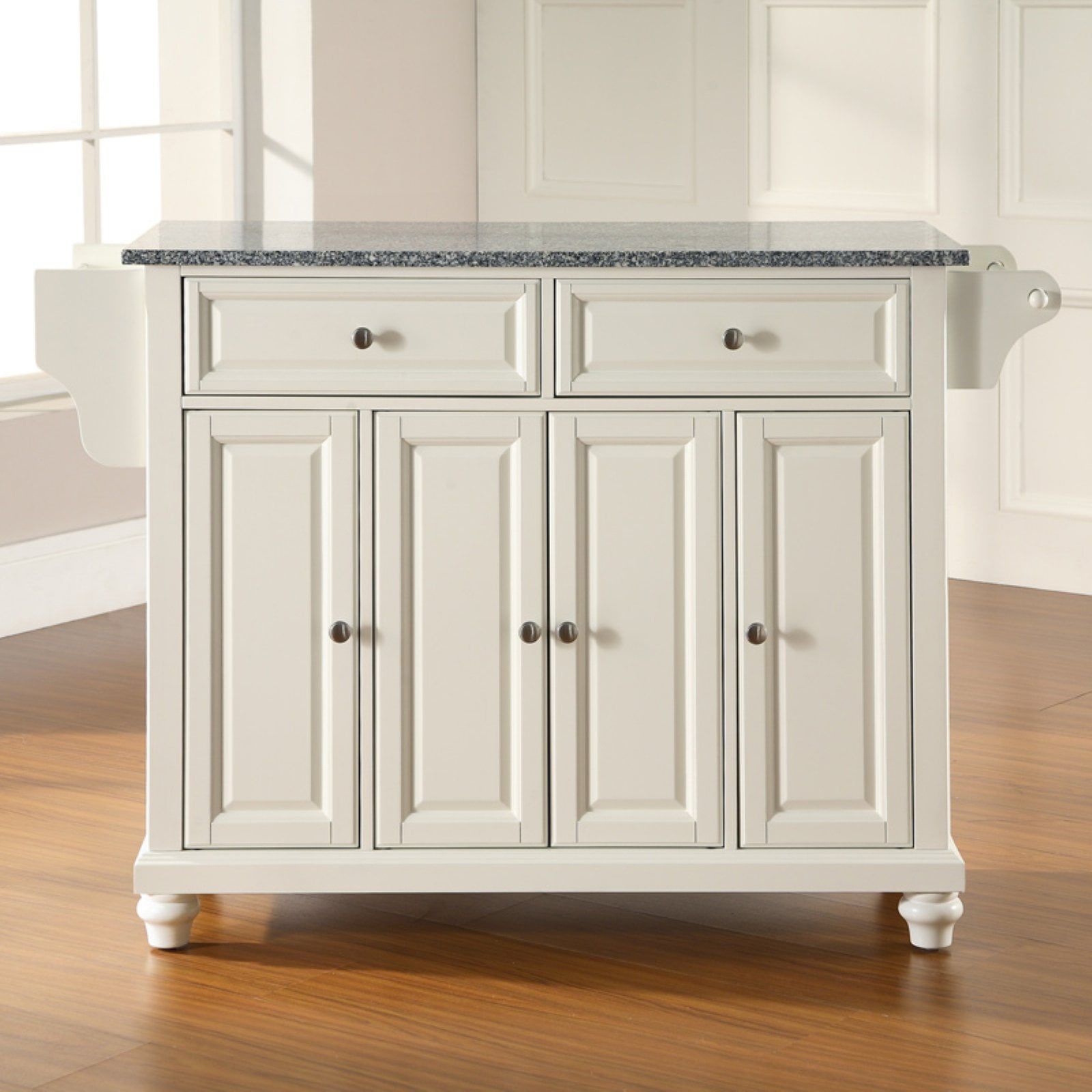 Cambridge White Granite Top Kitchen Island with Storage