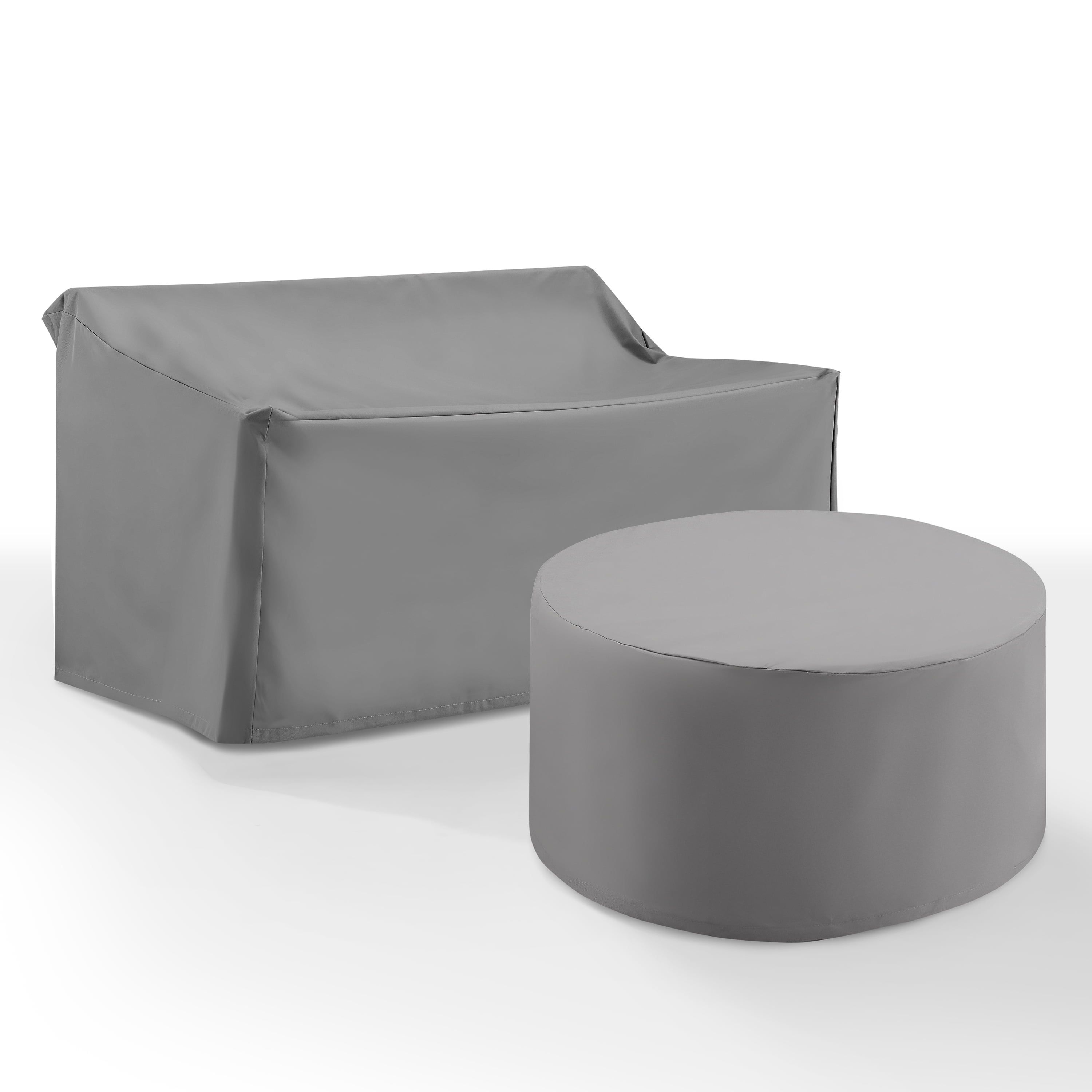 Gray Heavy-Duty Vinyl Outdoor Sofa and Table Cover Set