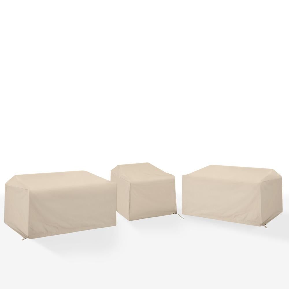 Tan Heavy-Duty Vinyl 3-Piece Outdoor Sectional Cover Set