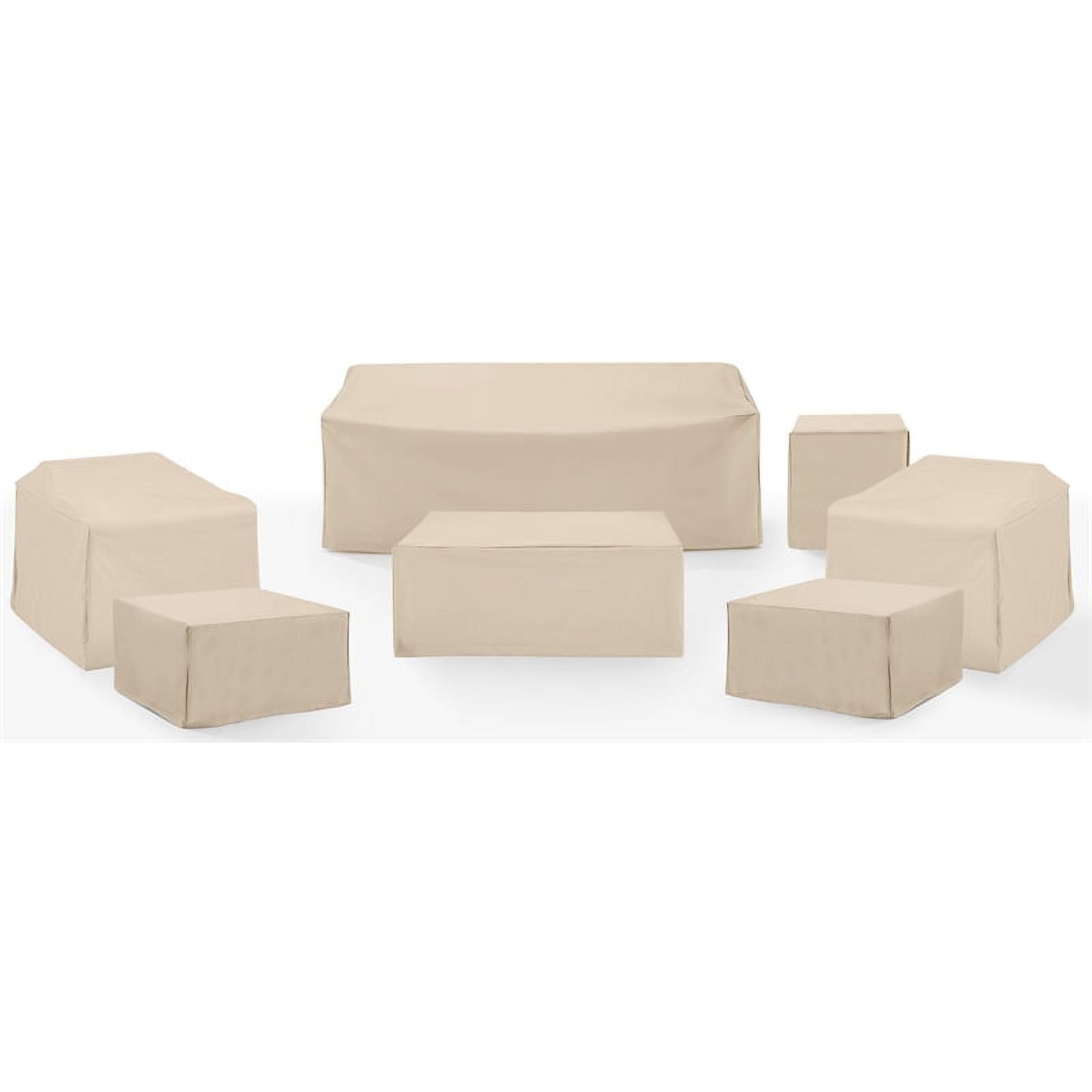 Tan Heavy-Duty Vinyl 7-Piece Outdoor Furniture Cover Set