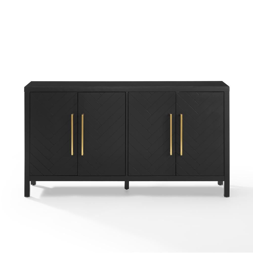 Darcy Matte Black and Gold Herringbone Sideboard