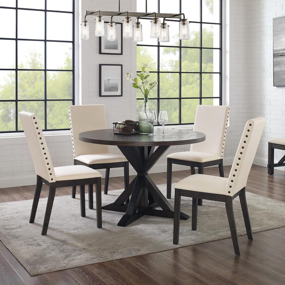 Hayden 5-Piece Slate and Cream Round Farmhouse Dining Set