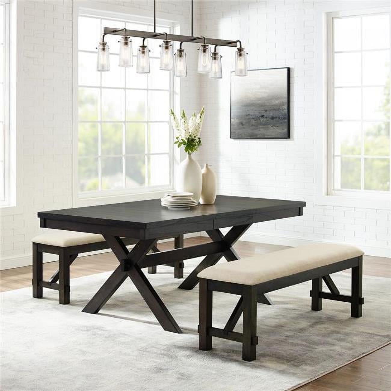 Slate and Cream Wood 3-Piece Dining Set with Extension Leaf