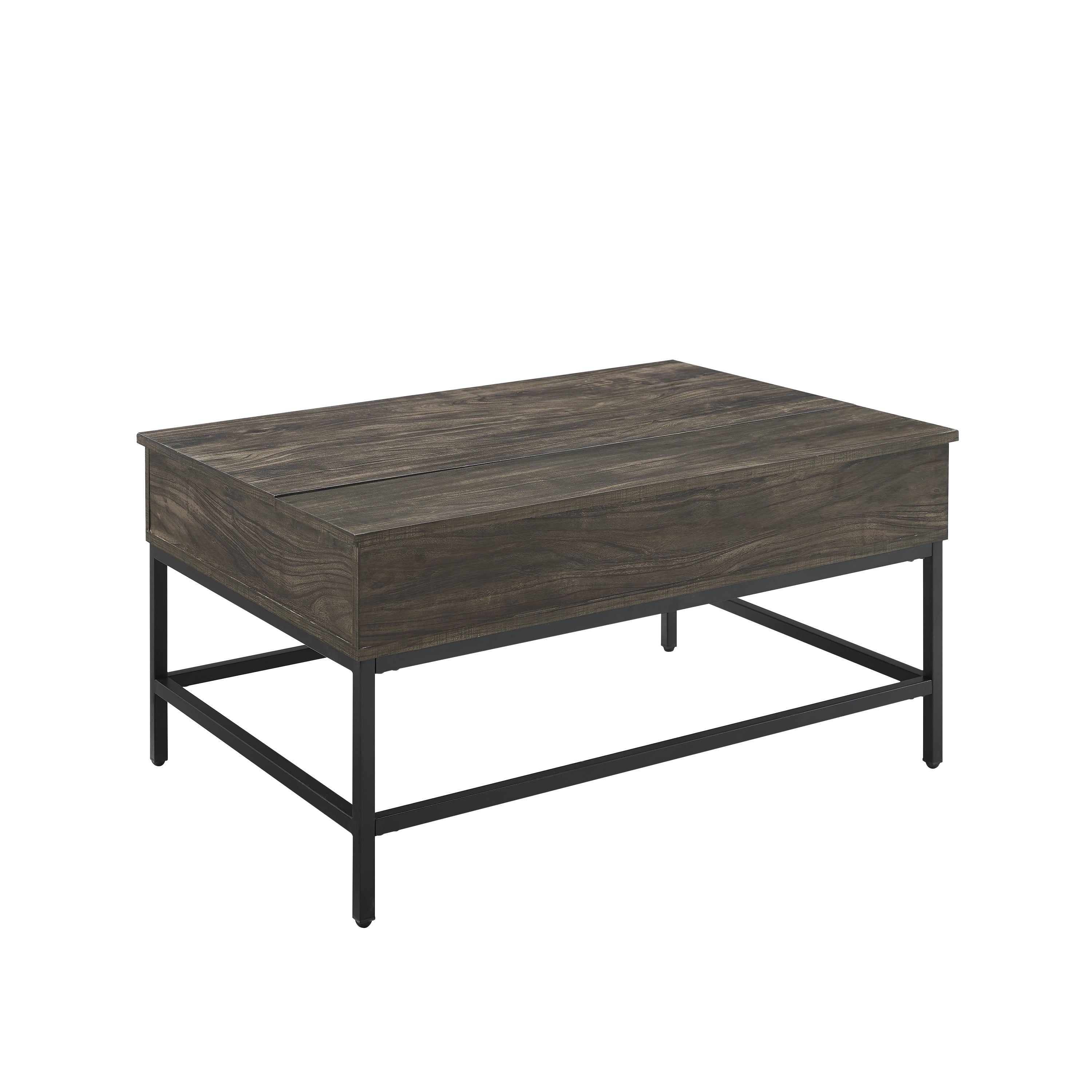 Jacobsen Industrial Brown Ash & Matte Black Steel Lift-Top Coffee Table