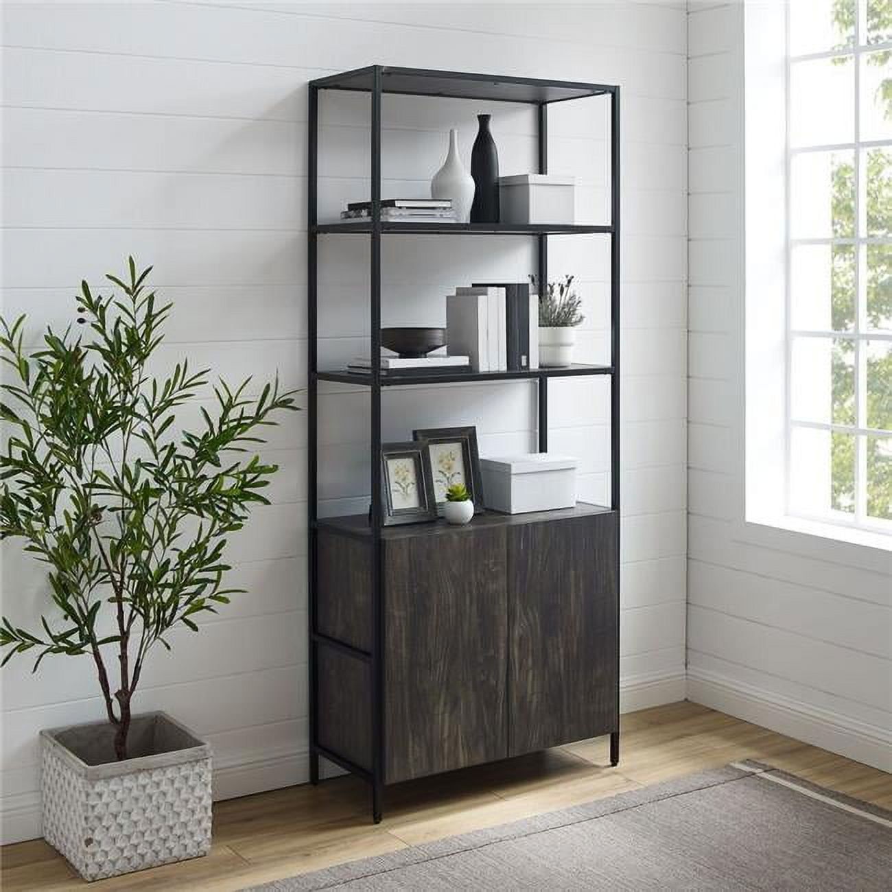 Jacobsen Brown Ash Adjustable Large Etagere Bookcase