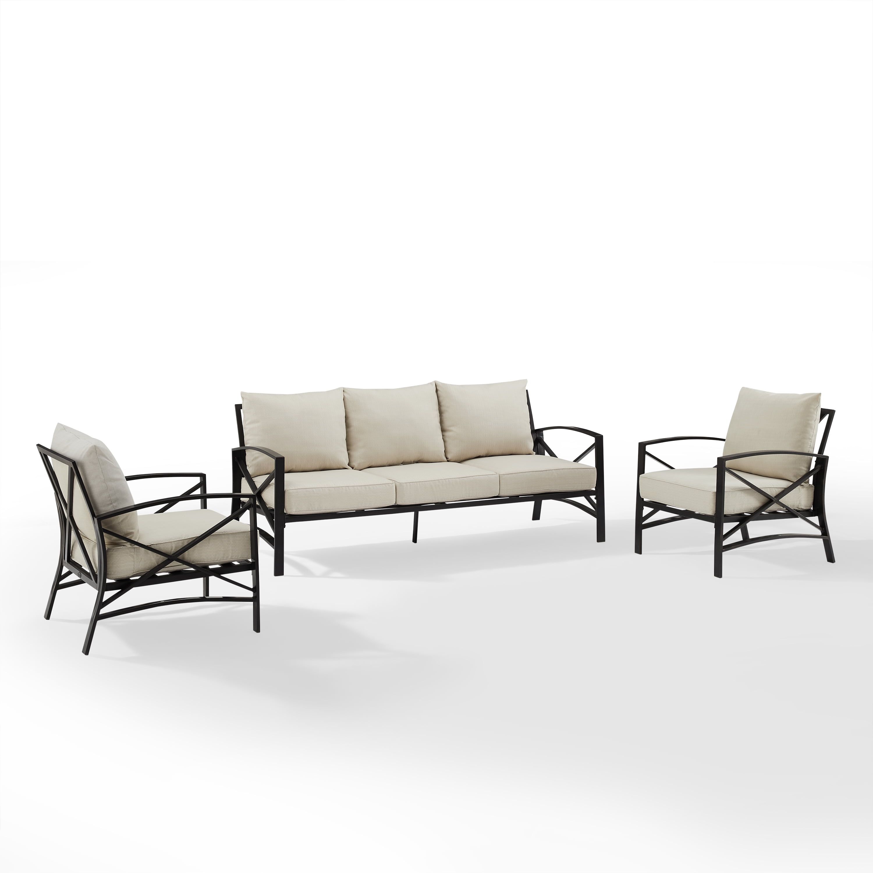 Kaplan 3-Piece Off-White Steel Outdoor Sofa Set