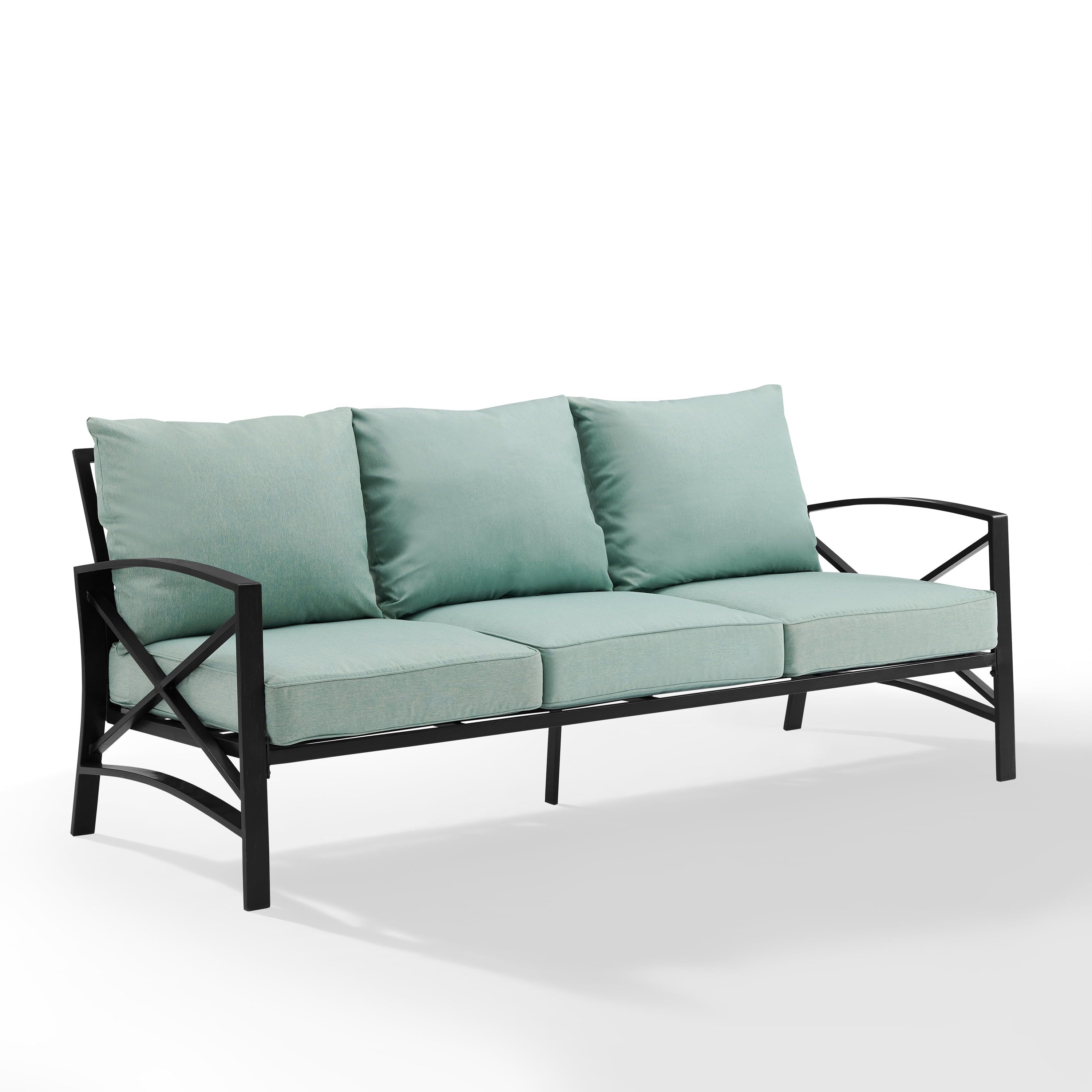 Kaplan Oil Rubbed Bronze Outdoor Metal Sofa with Mist Cushions