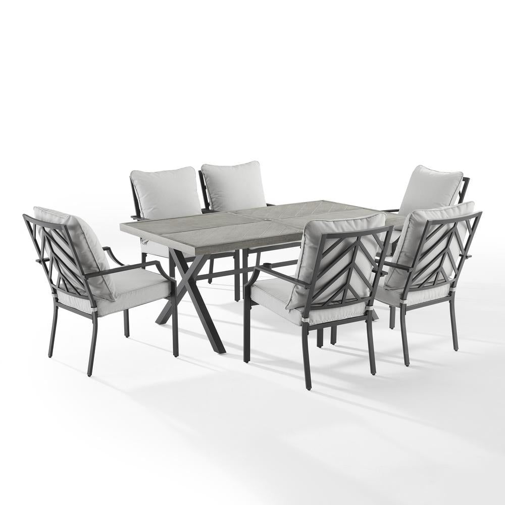 Otto 7-Piece Matte Black and Gray Outdoor Dining Set