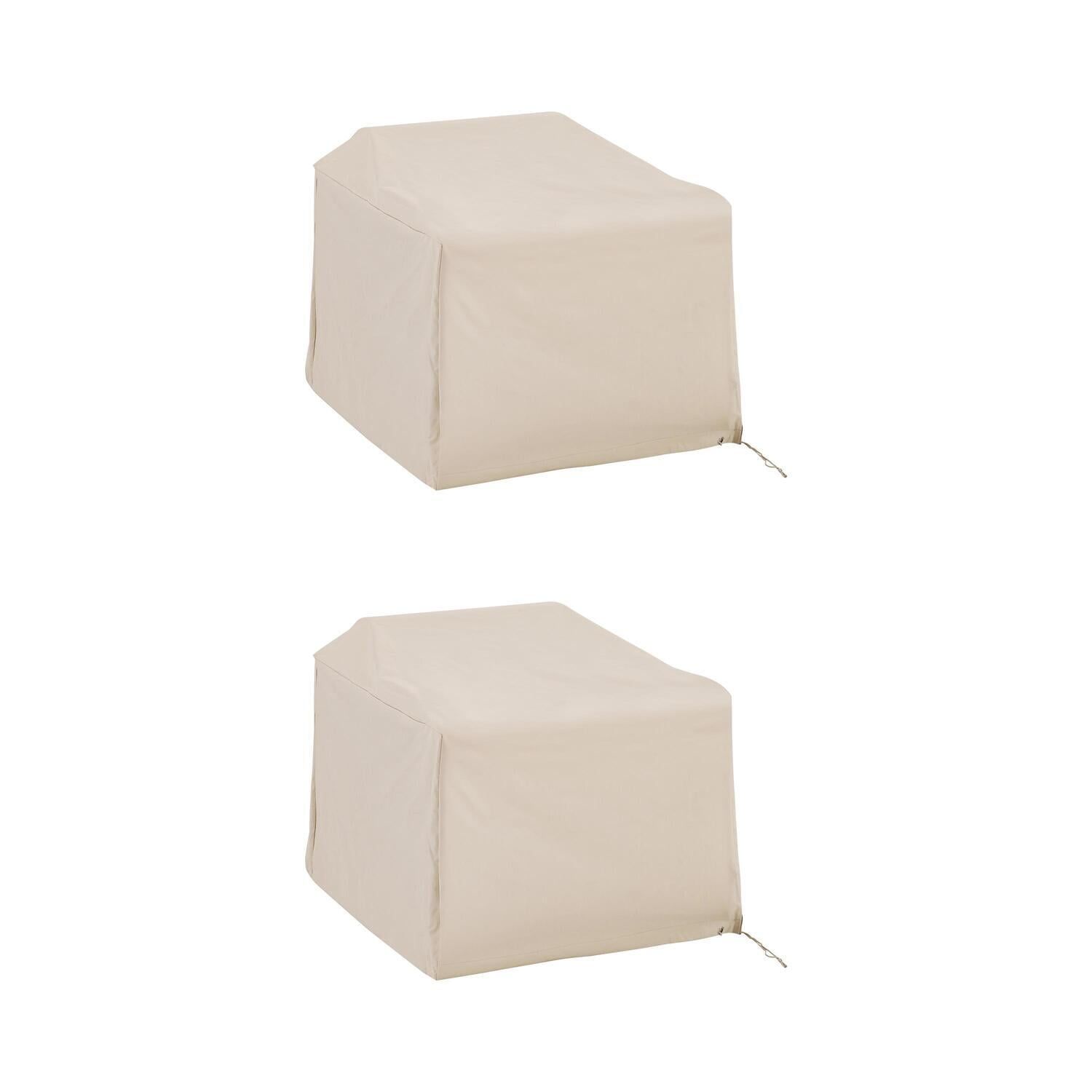 Tan Heavy-Gauge Vinyl Outdoor Chair Covers, Set of 2