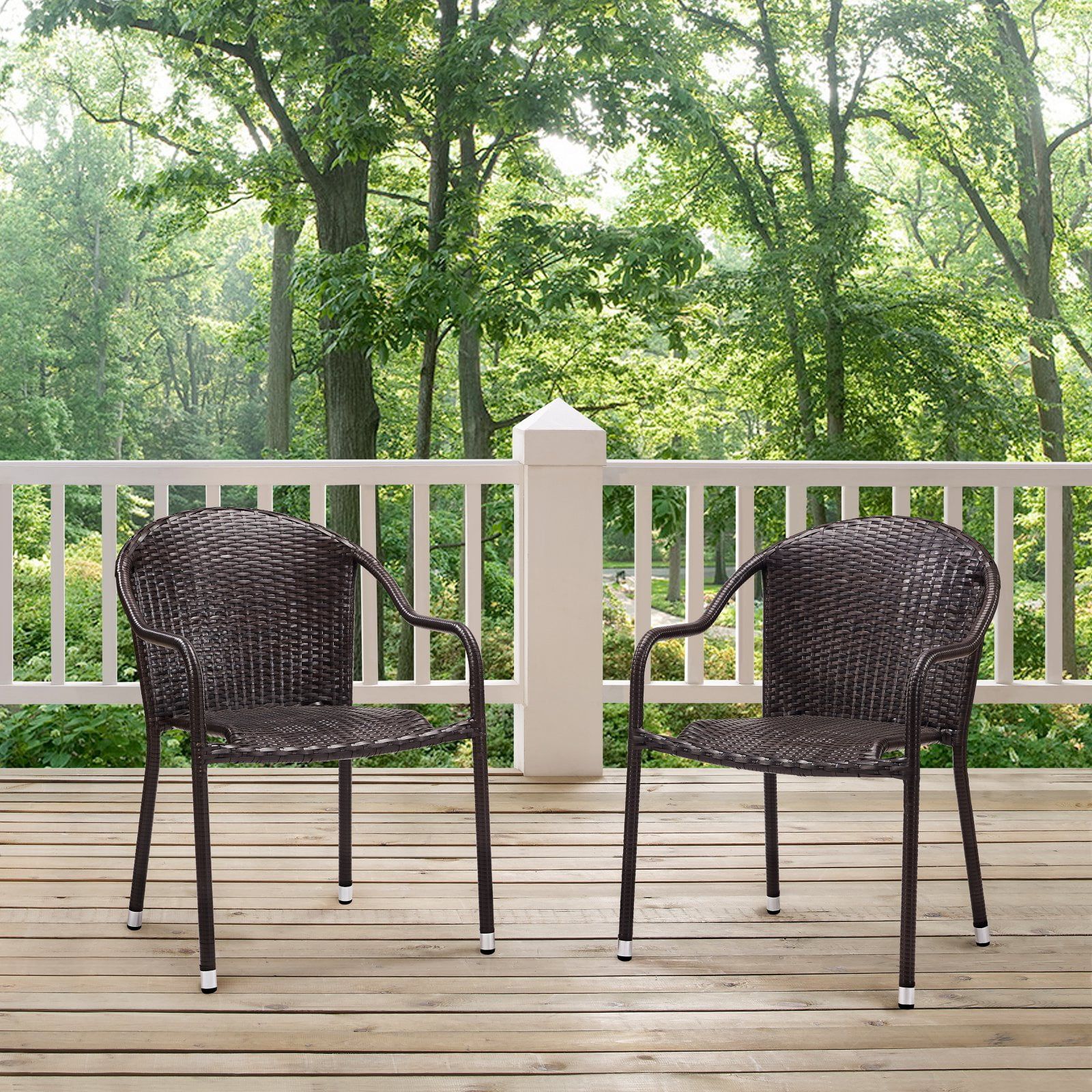 Palm Harbor Black Woven Outdoor Dining Chair Set