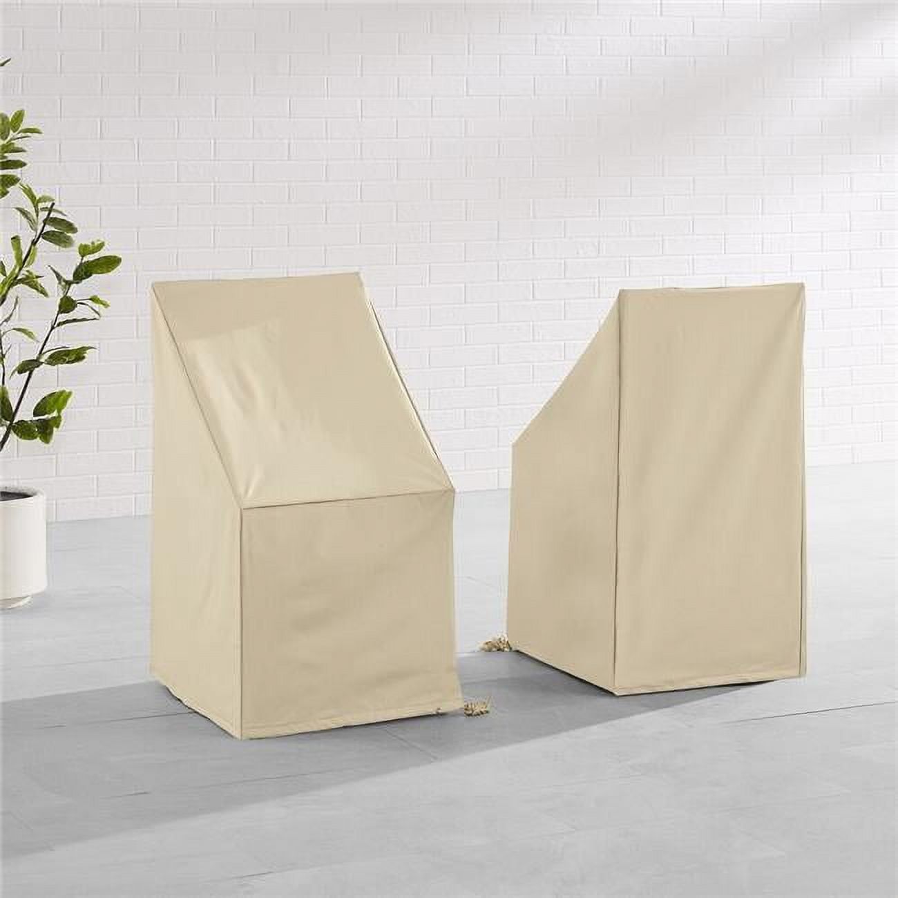 Heavy Duty Beige Vinyl Outdoor Dining Chair Covers, Set of 2