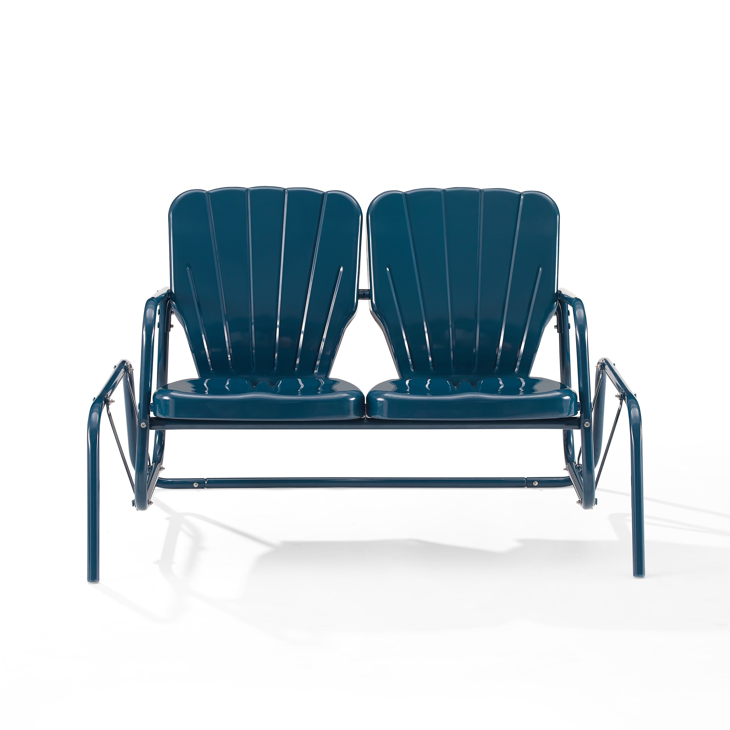 Navy Metal Two-Seat Outdoor Loveseat Glider