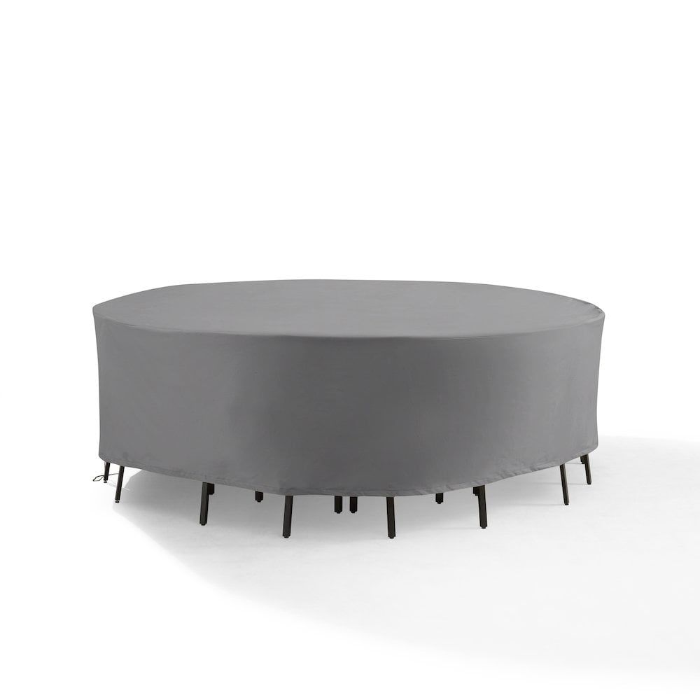 Gray Heavy-Duty Vinyl Round Patio Furniture Cover