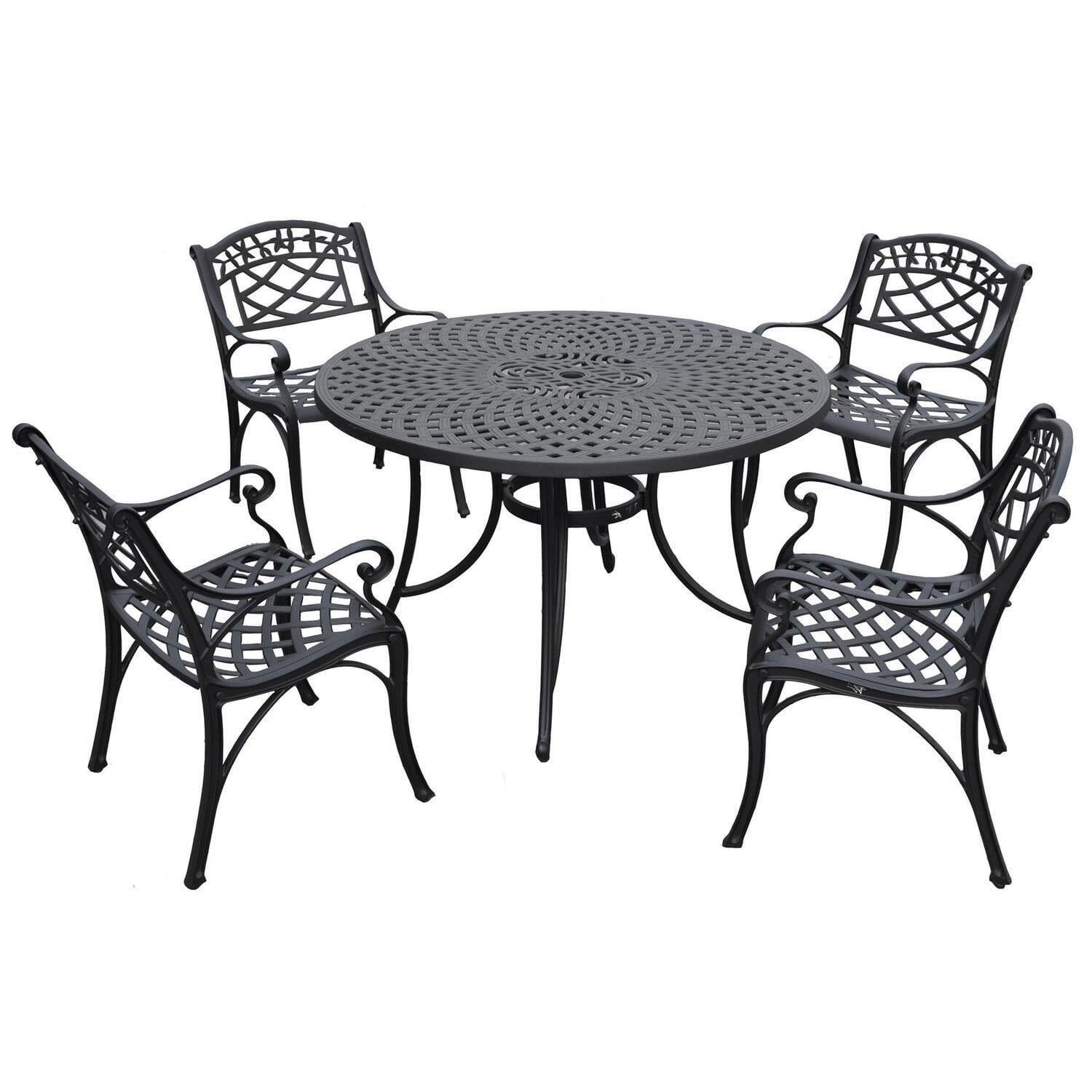 Sedona Black Cast Aluminum 5-Piece Round Patio Dining Set