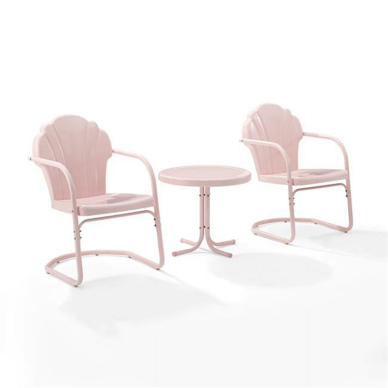 Vintage-Inspired Tulip 3-Piece Pink Steel Patio Conversation Set