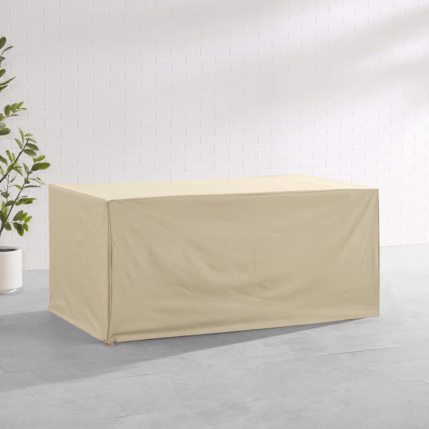 Tan Heavy-Duty Vinyl Outdoor Dining Table Cover