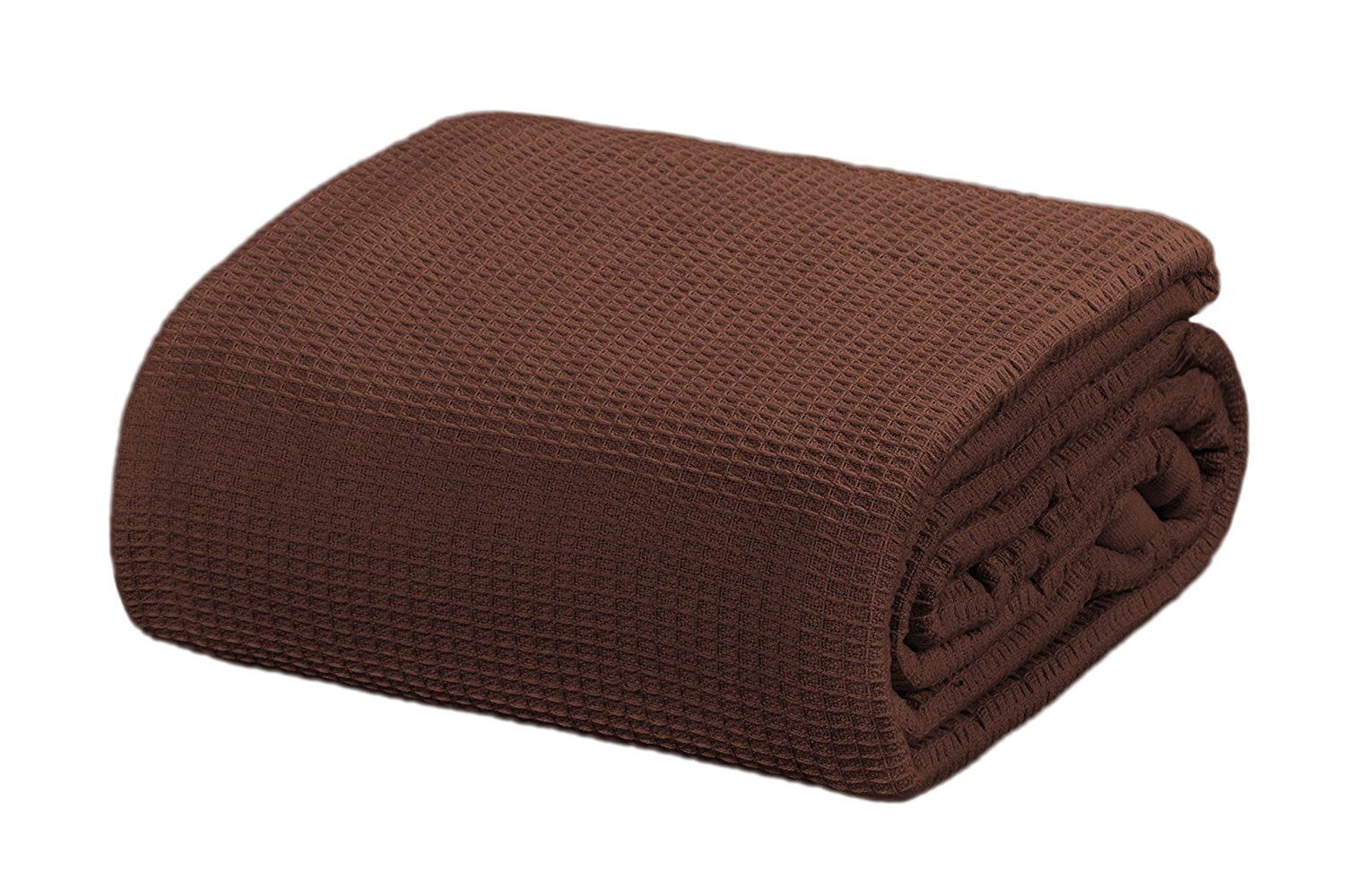 Brown Twin Cotton Waffle Knit Blanket