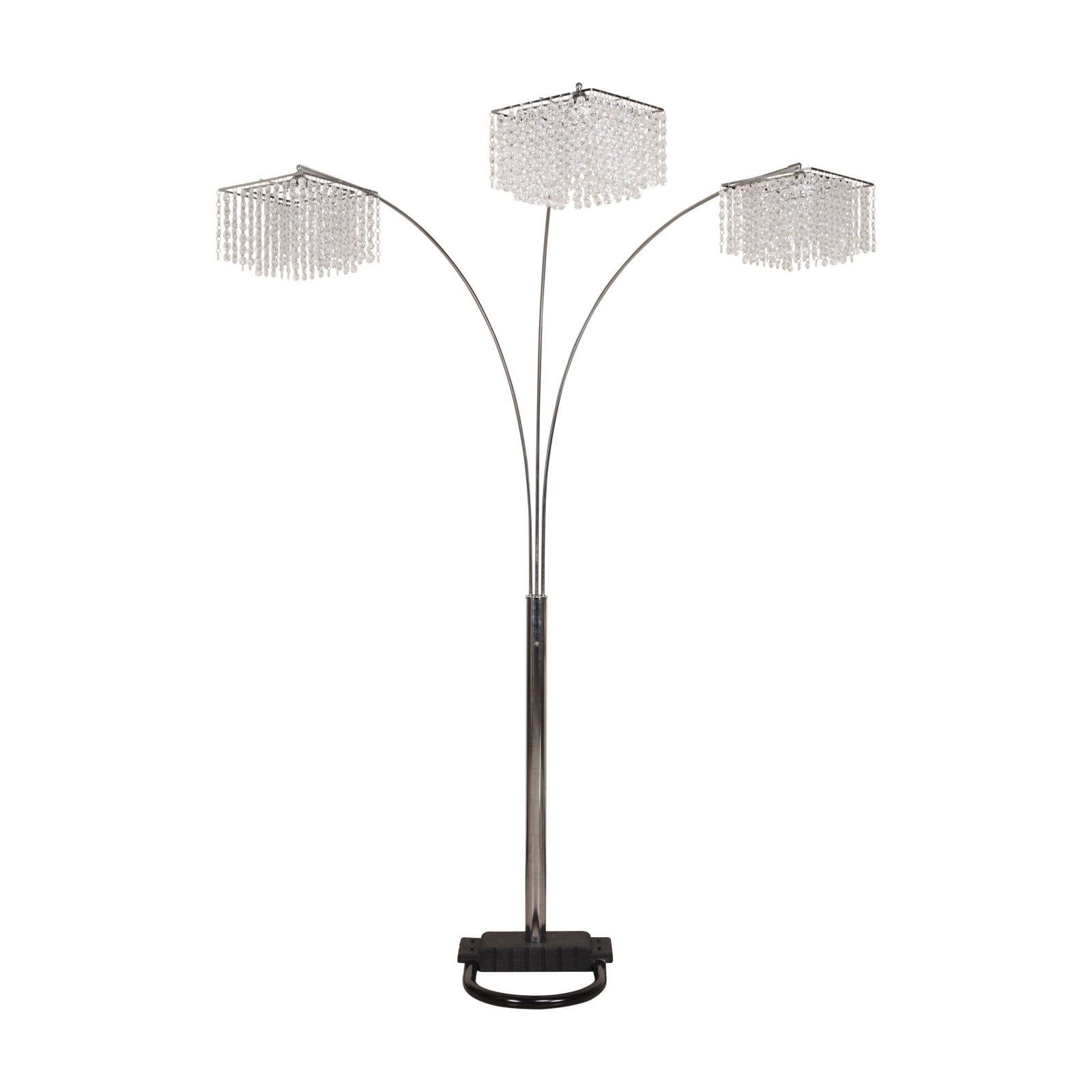 Elegant Chrome Arc Floor Lamp with Adjustable Chandelier Style Shades