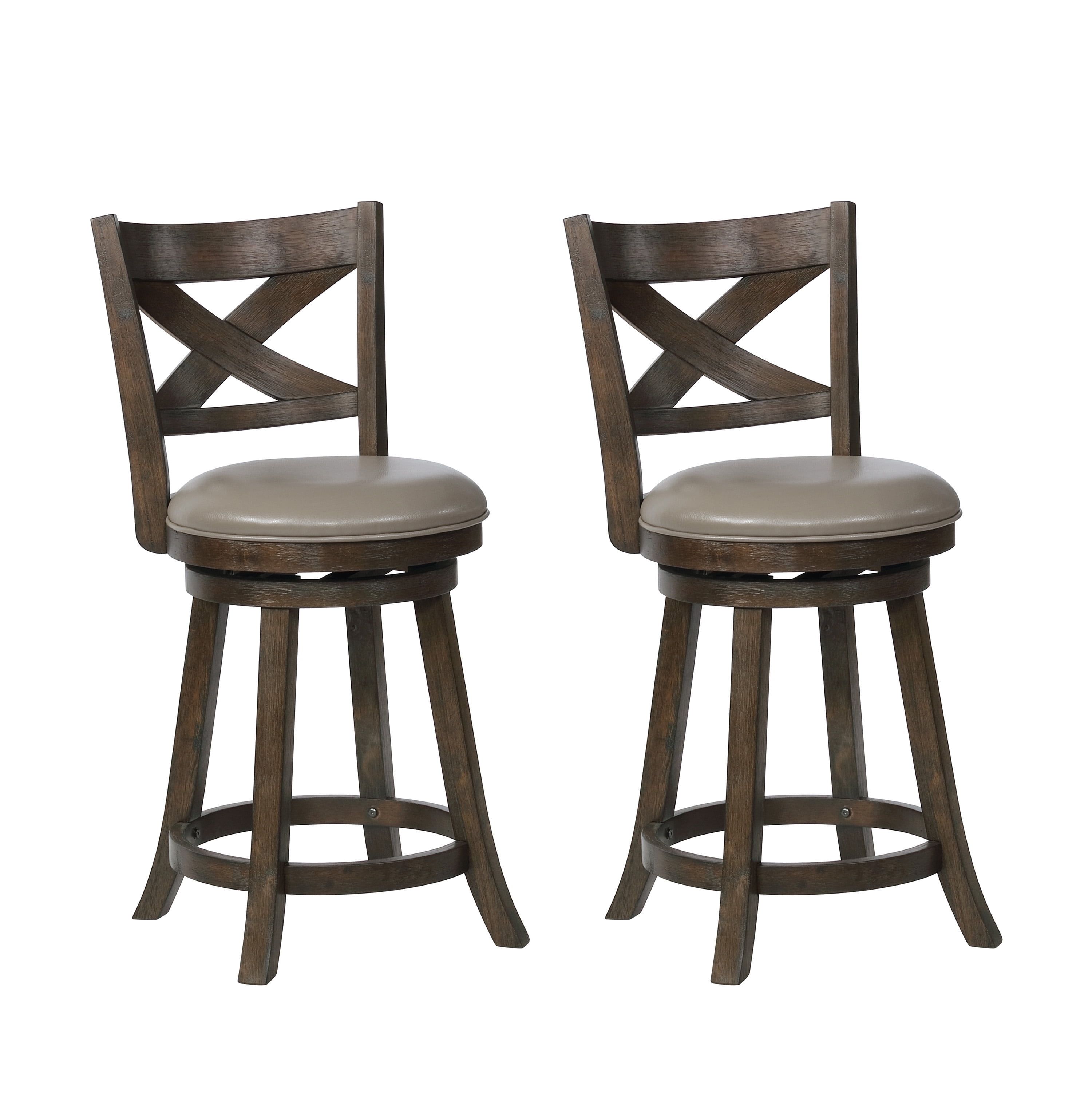 Kipper Transitional Gray Wood Swivel Counter Stool