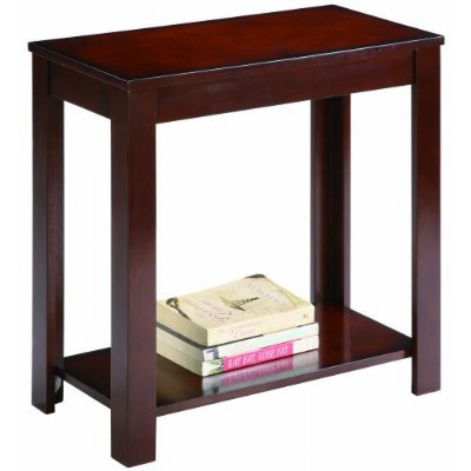 Sleek Transitional Espresso Chairside Table with Fixed Shelf