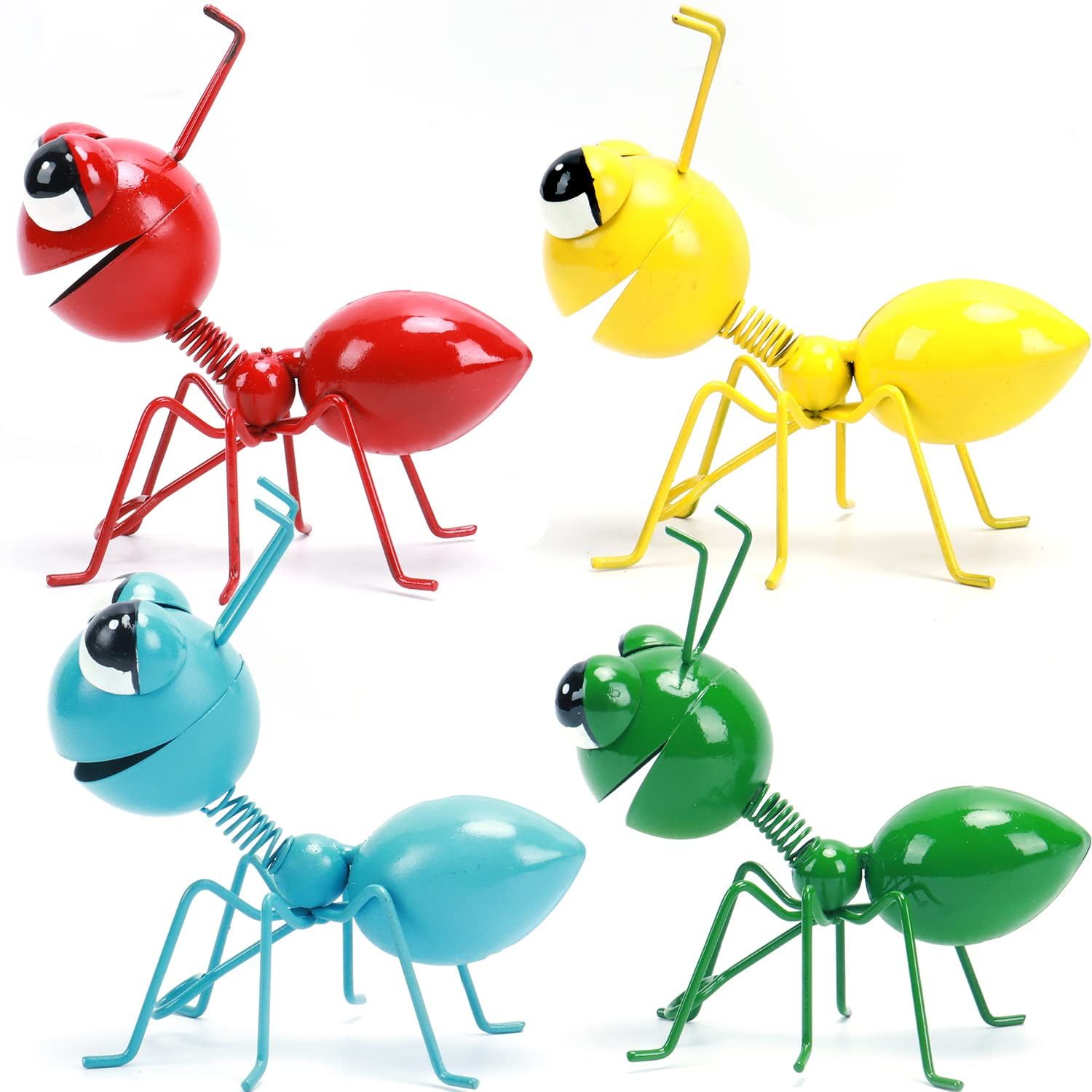 Colorful Metal Ant Outdoor Wall Sculptures Set of 4