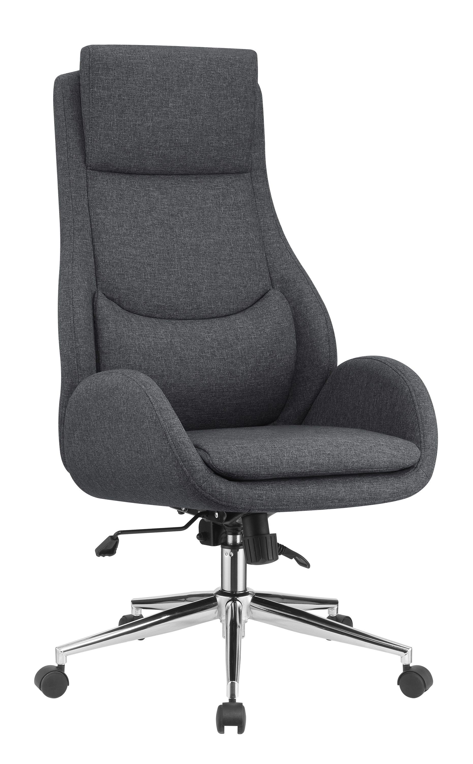 Gray Leatherette and Fabric High Back Executive Chair with Adjustable Arms