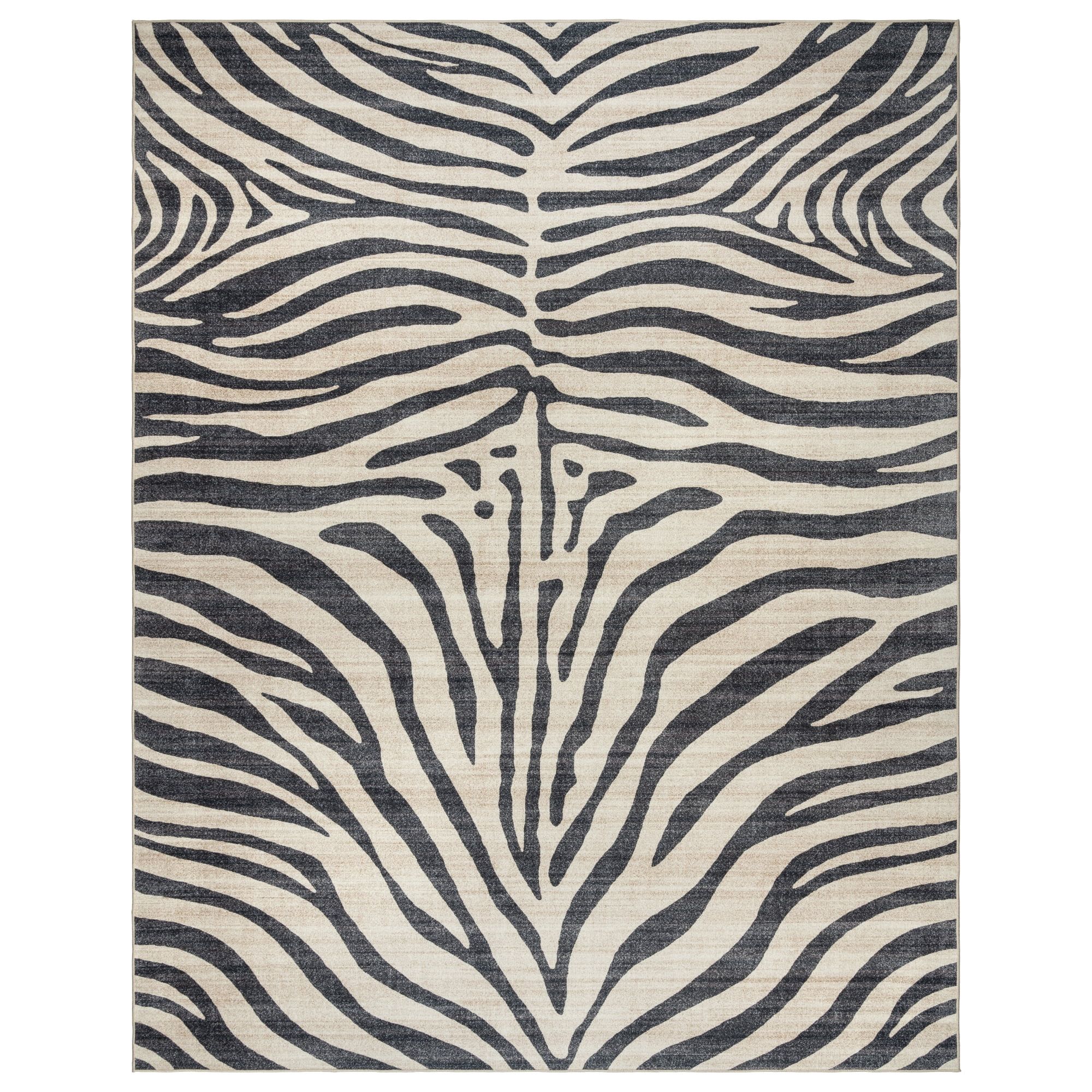 Gertmenian Crystal Print Zebra Modern Striped Black White Washable Indoor Area Rug, 3x5