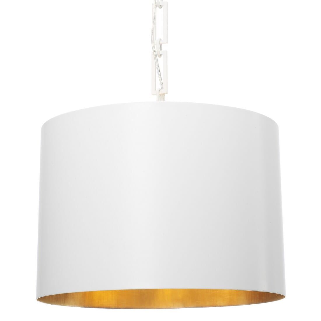 Matte White Drum Shade Chandelier with Oversized Chain - 6 Light