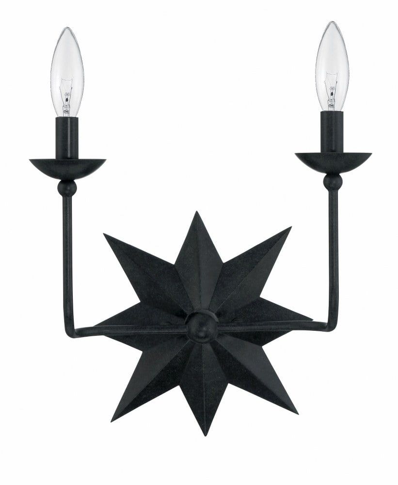 Astro Collection Dual-Light Black Dimmable Sconce