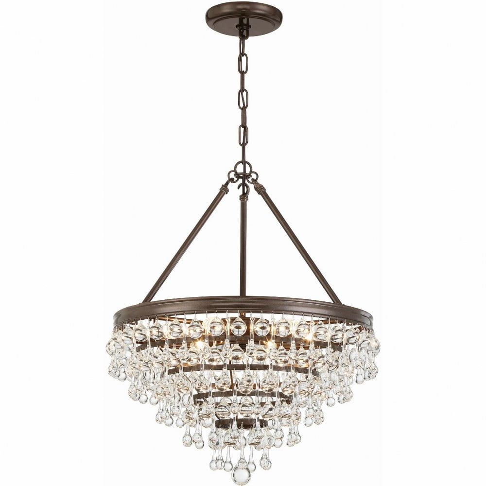 Vibrant Bronze 6-Light Chandelier with Crystal Drops and Balls