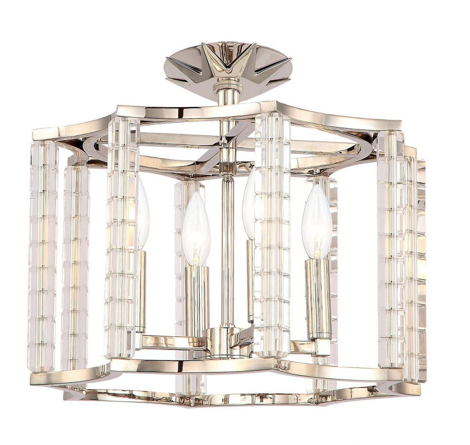 Lumina Polished Nickel 4-Light Flush Mount with Crystal Cubes