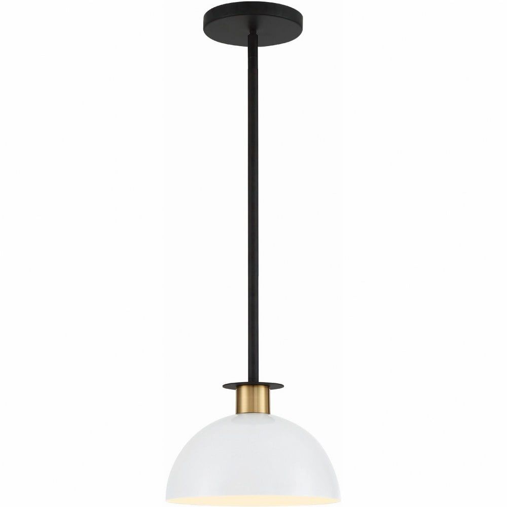 Gigi Mini Pendant in Matte Black and Aged Brass with White Shade