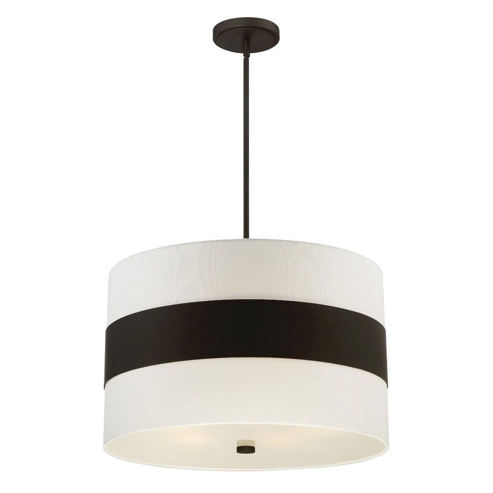 Grayson Dark Bronze and Cream Silk Pendant Light