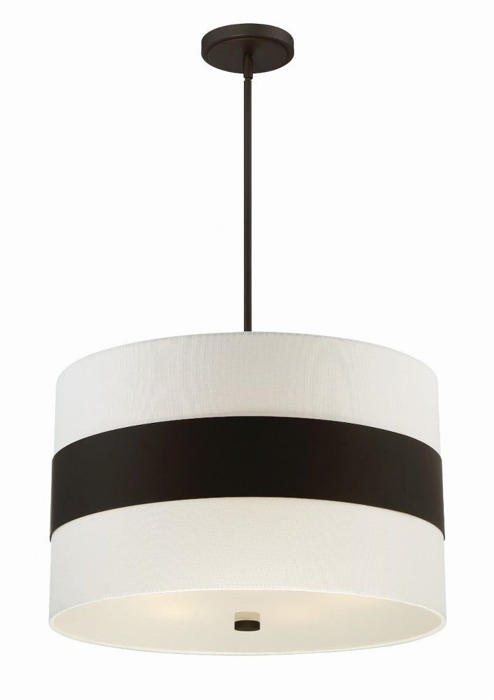 Grayson Dark Bronze and Cream Silk Pendant Light