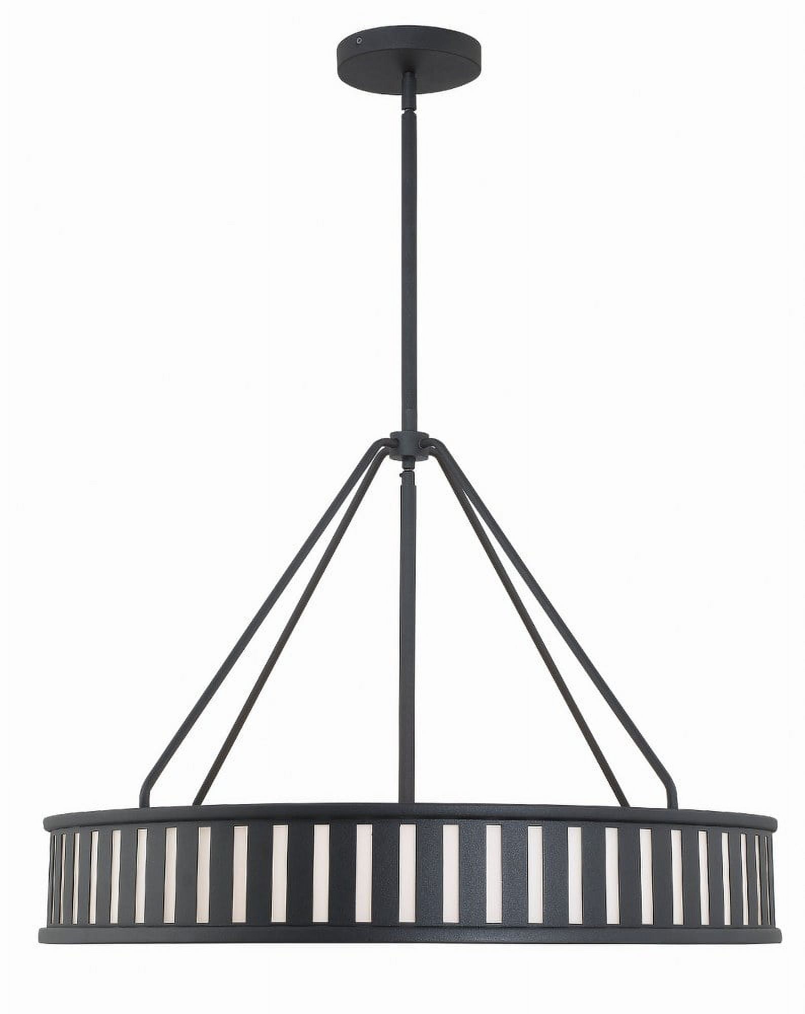 Elysian 6-Light Black Forged Drum Pendant with Polished Nickel Accents