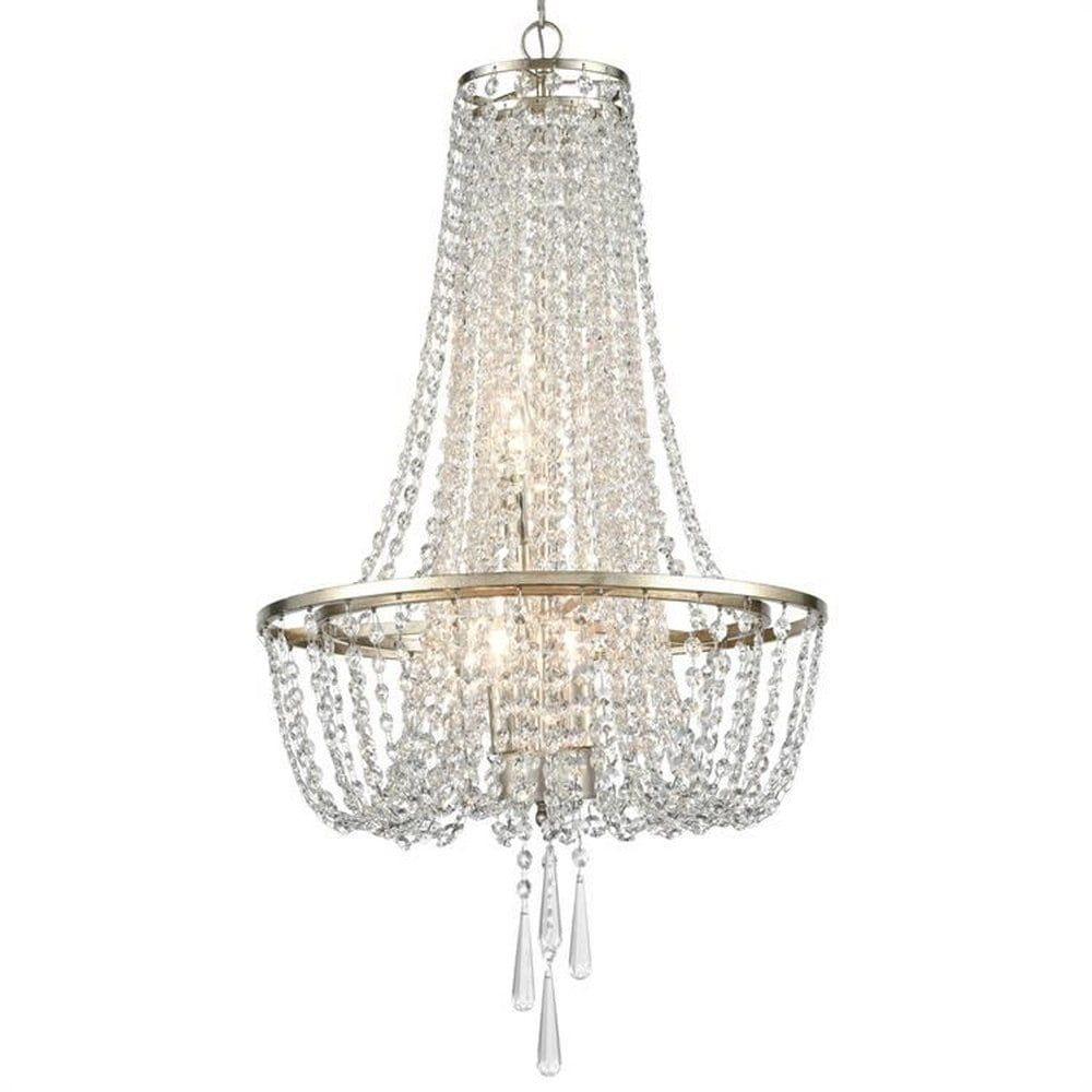 Arcadia Mini Antique Silver Hand Cut Crystal 4-Light Chandelier