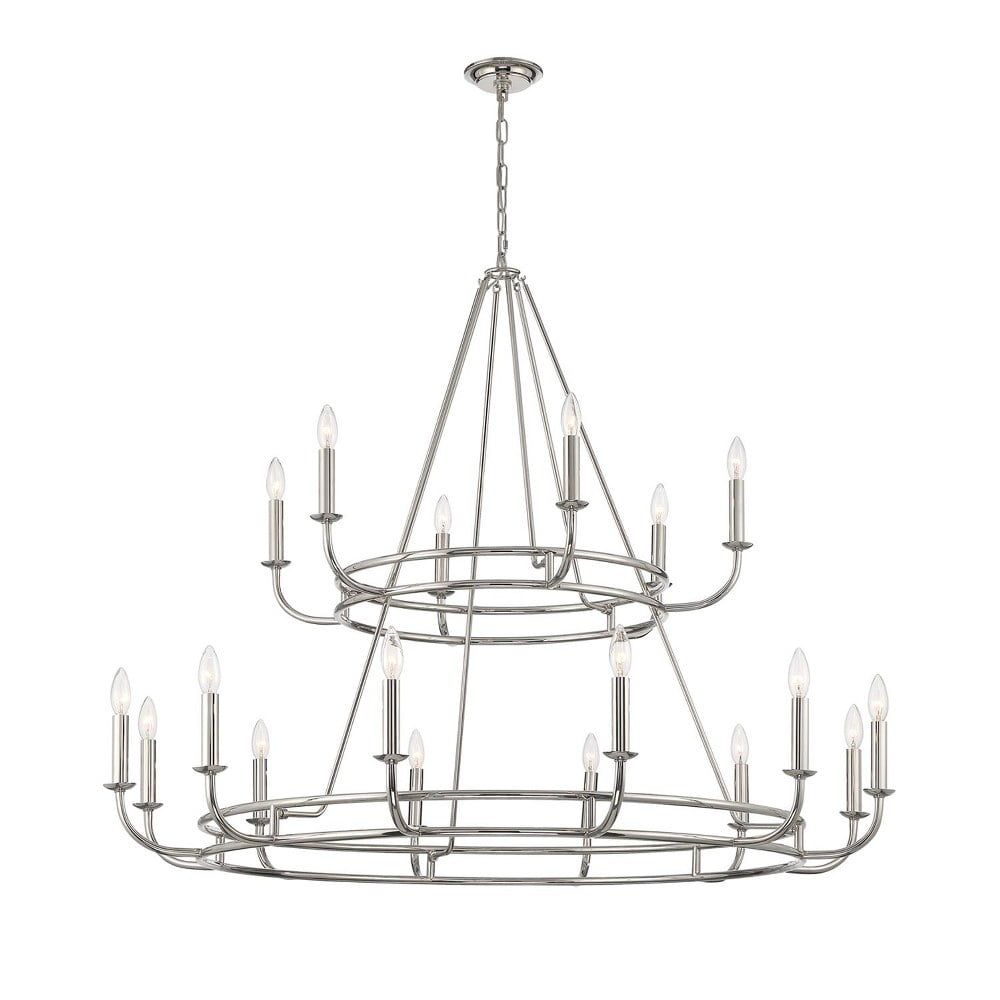 Bailey Polished Nickel Crystal 18-Light Chandelier