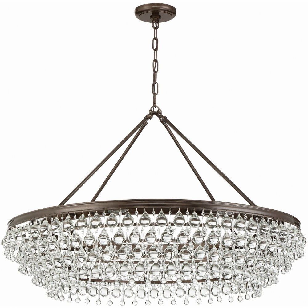 Vibrant Bronze 8-Light Chandelier with Clear Crystal Drops