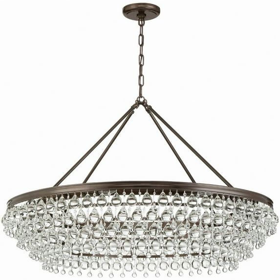 Vibrant Bronze 8-Light Chandelier with Clear Crystal Drops