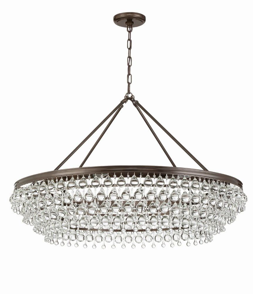 Vibrant Bronze 8-Light Chandelier with Clear Crystal Drops