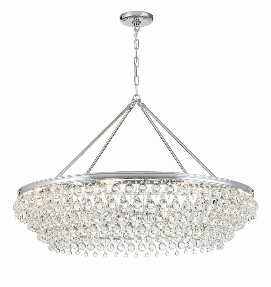 Polished Chrome and Crystal 8-Light Chandelier