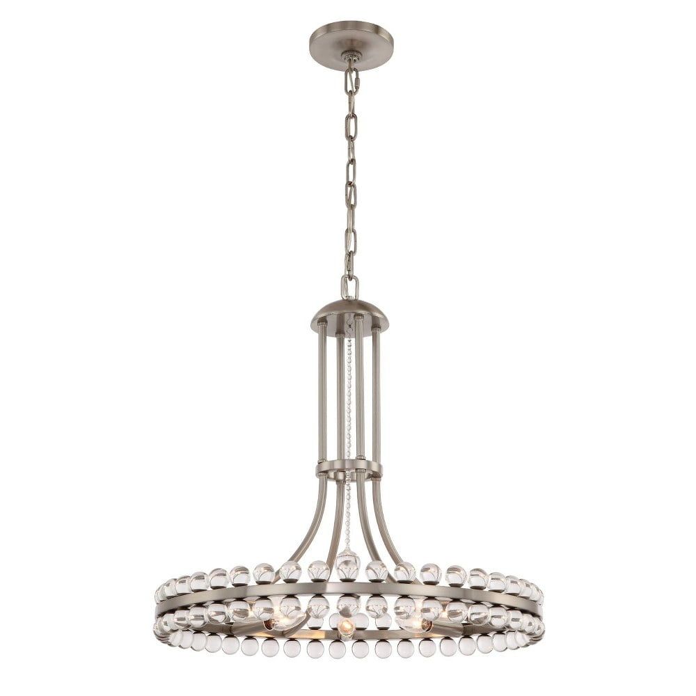 Elegant Brushed Nickel & Crystal 8-Light Chandelier