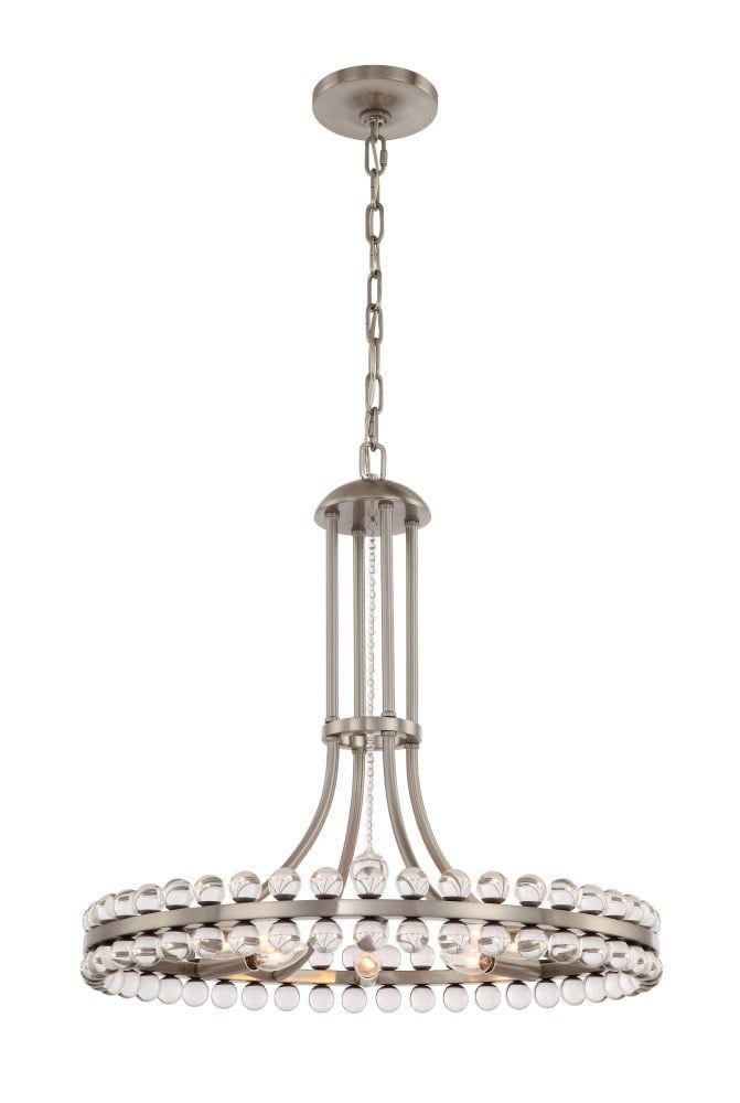 Elegant Brushed Nickel & Crystal 8-Light Chandelier