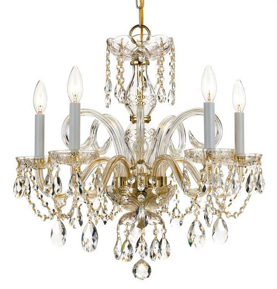 Polished Brass Mini Crystal Candle Chandelier