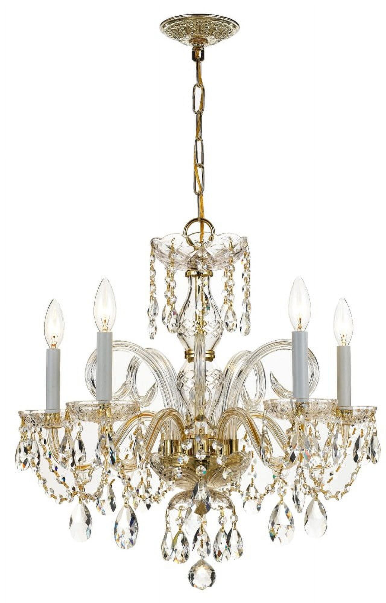 Polished Brass and Crystal 5-Light Mini Chandelier