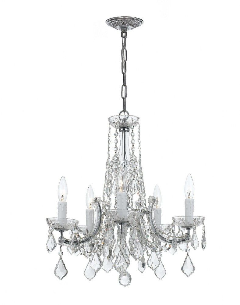 Polished Chrome Mini Crystal 5-Light Candle Chandelier